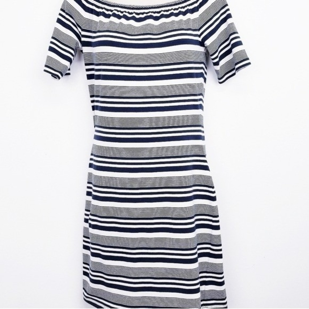 Tommy Hilfiger Navy & White Stripe Short Sleeve Nautical Summer Dress Size Small